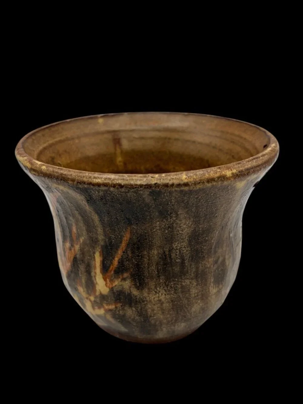 Signed Studio Pottery Vase Planter Earth Tone Drip Glaze Rustic Boho 5